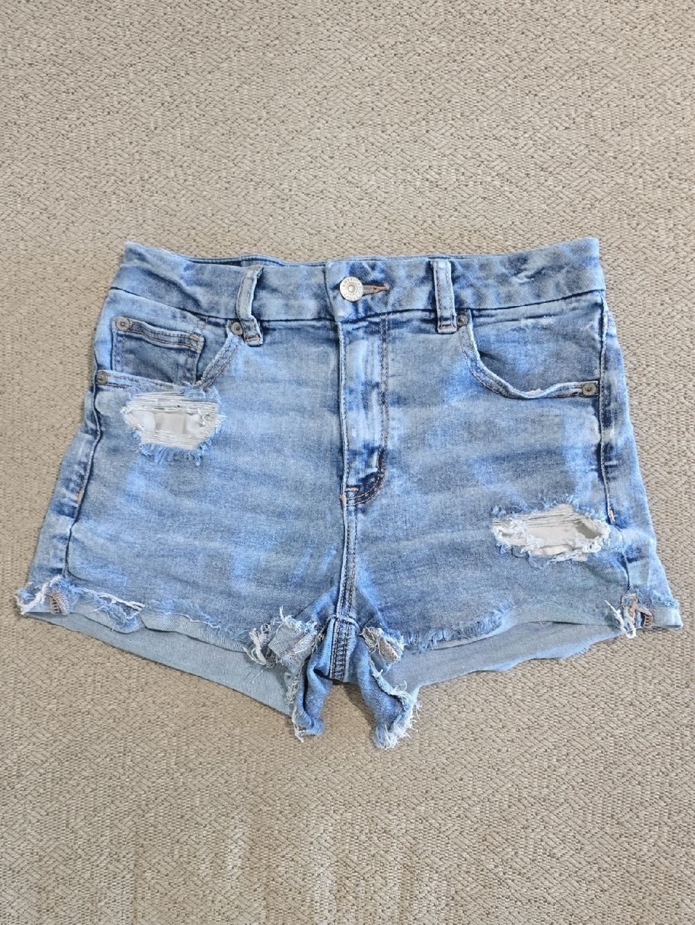 American Eagle Curvy High Rise Next Level  Stretch Distressed Jean Shorts-Size 6